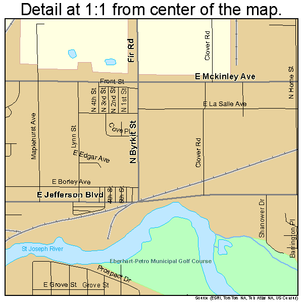 Mishawaka, Indiana road map detail