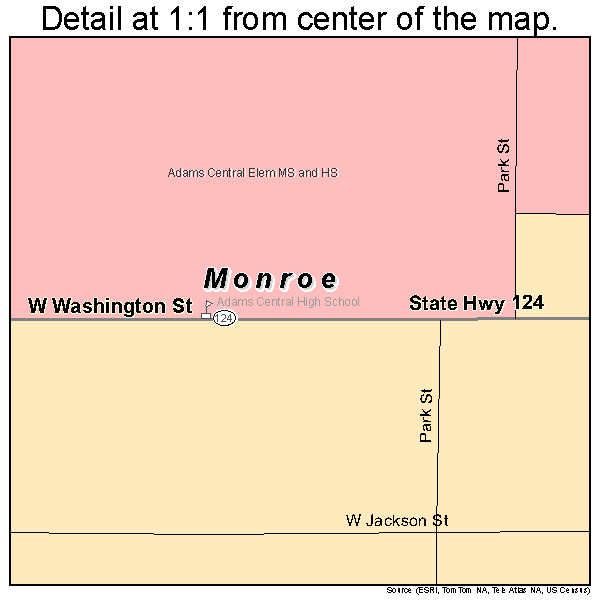 Monroe, Indiana road map detail