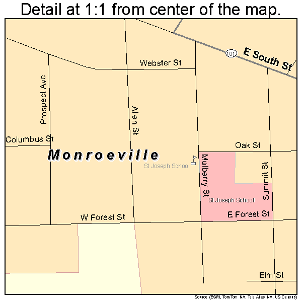 Monroeville, Indiana road map detail