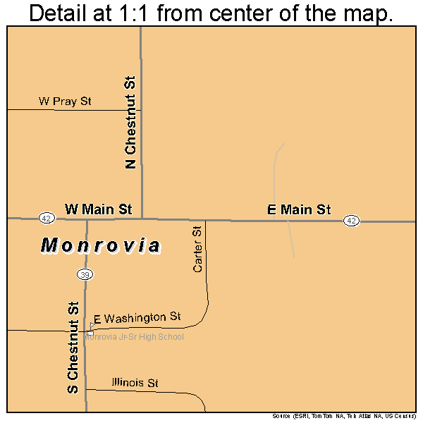 Monrovia, Indiana road map detail