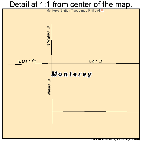 Monterey, Indiana road map detail