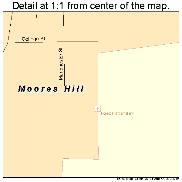 Moores Hill, Indiana road map detail