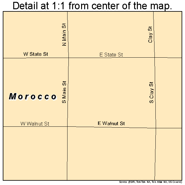 Morocco, Indiana road map detail