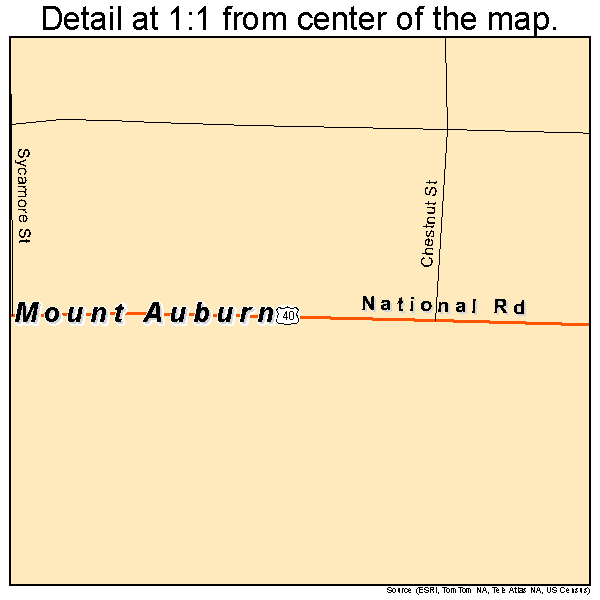 Mount Auburn, Indiana road map detail