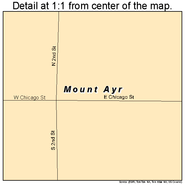 Mount Ayr, Indiana road map detail