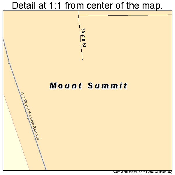 Mount Summit, Indiana road map detail
