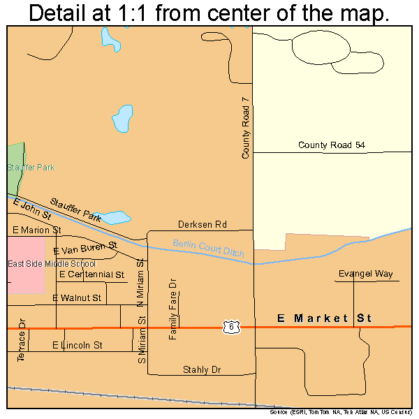 Nappanee, Indiana road map detail