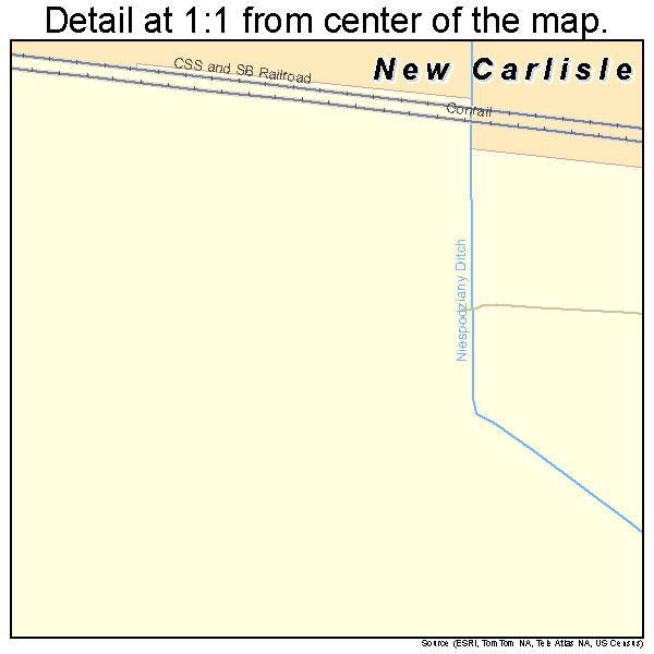 New Carlisle, Indiana road map detail