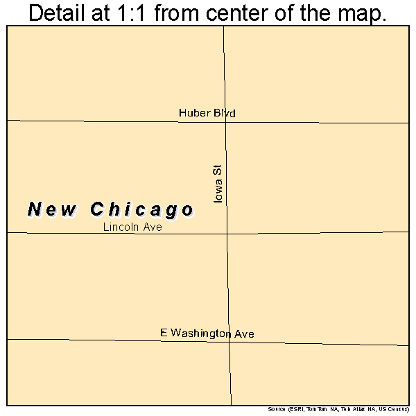 New Chicago, Indiana road map detail