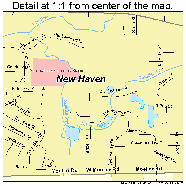 New Haven, Indiana road map detail