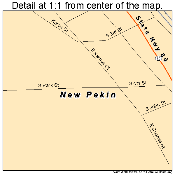 New Pekin, Indiana road map detail