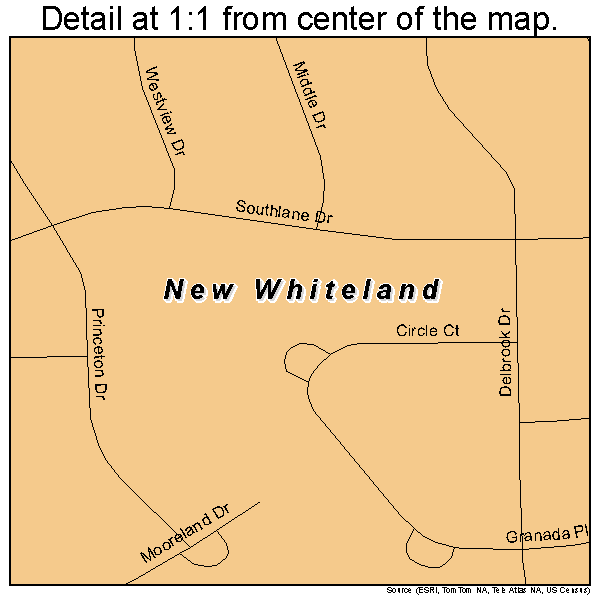 New Whiteland, Indiana road map detail