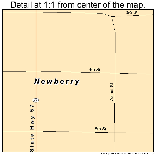 Newberry, Indiana road map detail