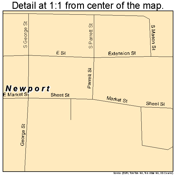 Newport, Indiana road map detail