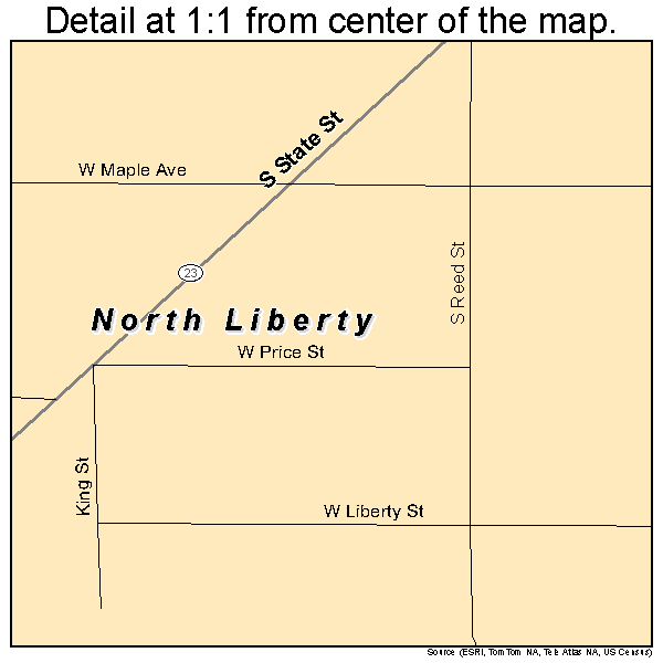 North Liberty, Indiana road map detail