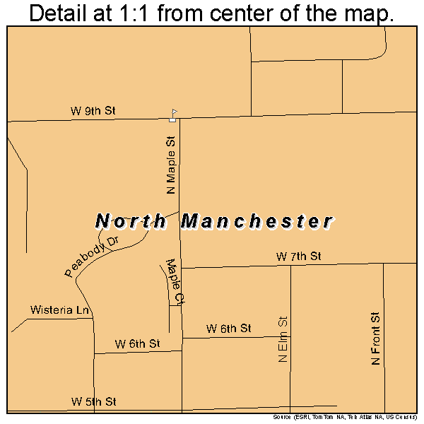 North Manchester, Indiana road map detail