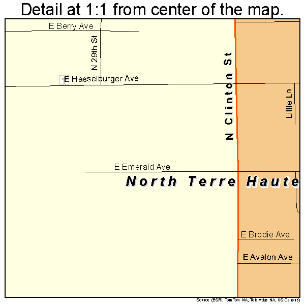 North Terre Haute, Indiana road map detail