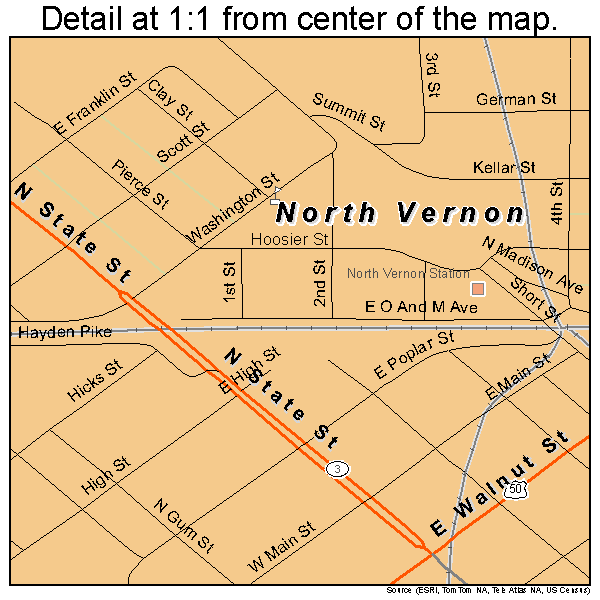North Vernon, Indiana road map detail