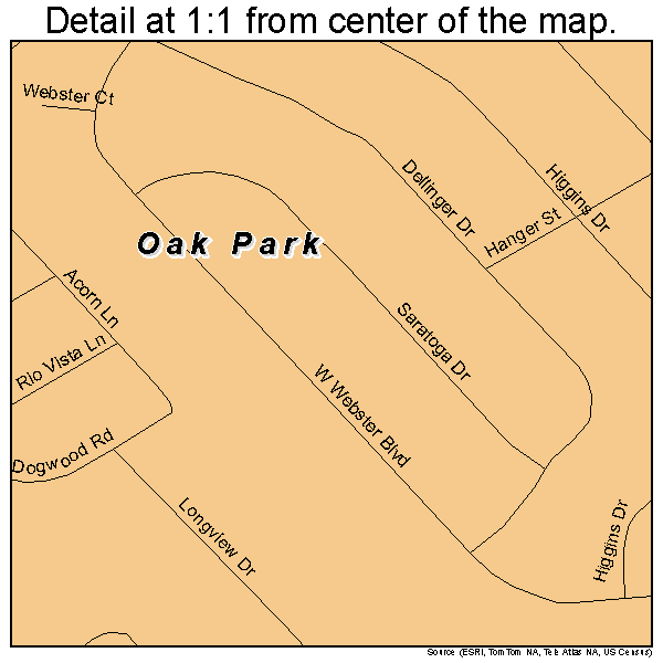 Oak Park, Indiana road map detail