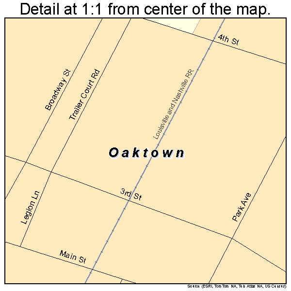 Oaktown, Indiana road map detail