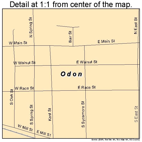 Odon, Indiana road map detail