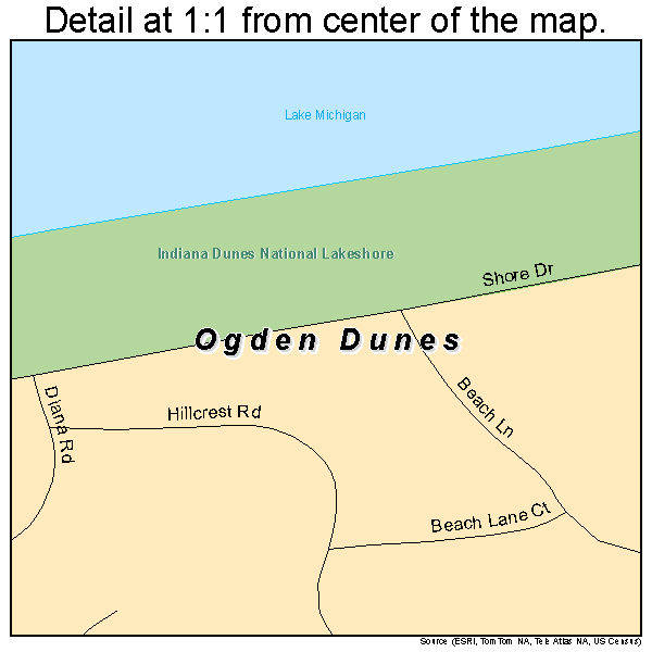Ogden Dunes, Indiana road map detail