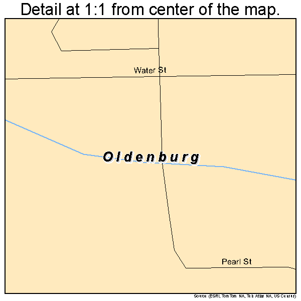 Oldenburg, Indiana road map detail