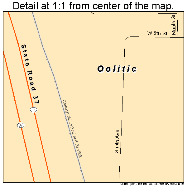 Oolitic, Indiana road map detail
