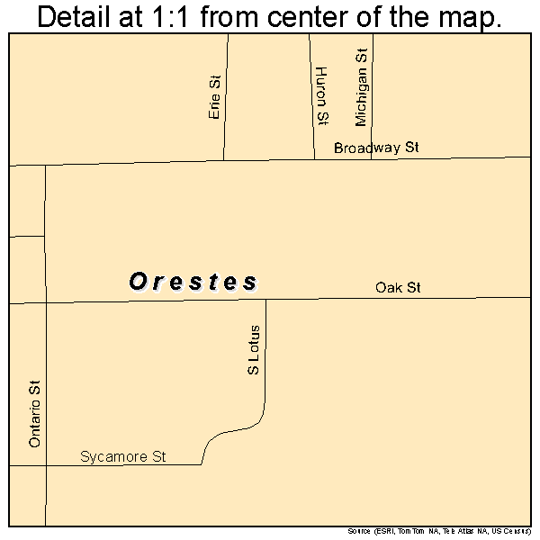 Orestes, Indiana road map detail