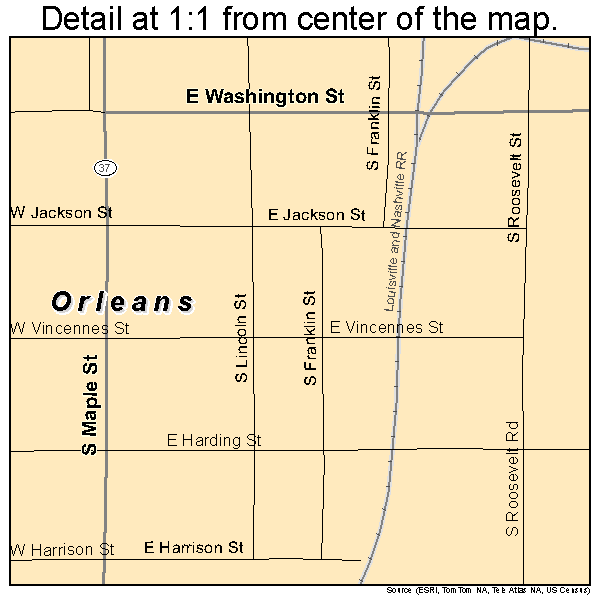 Orleans, Indiana road map detail