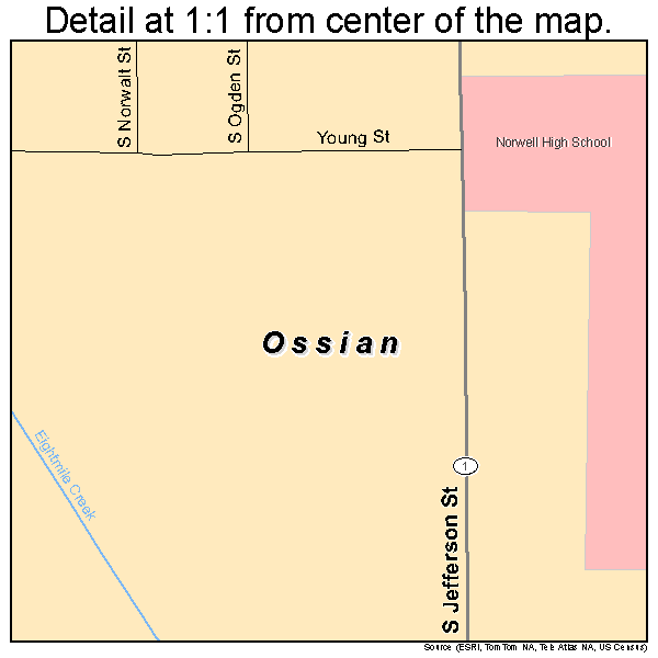 Ossian, Indiana road map detail