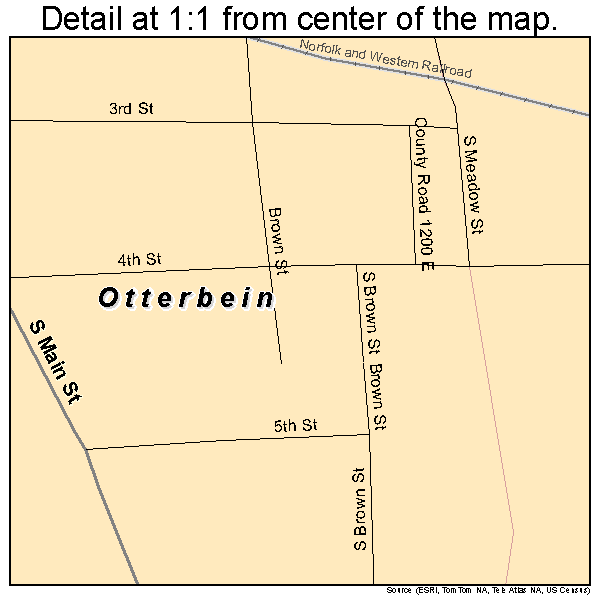 Otterbein, Indiana road map detail