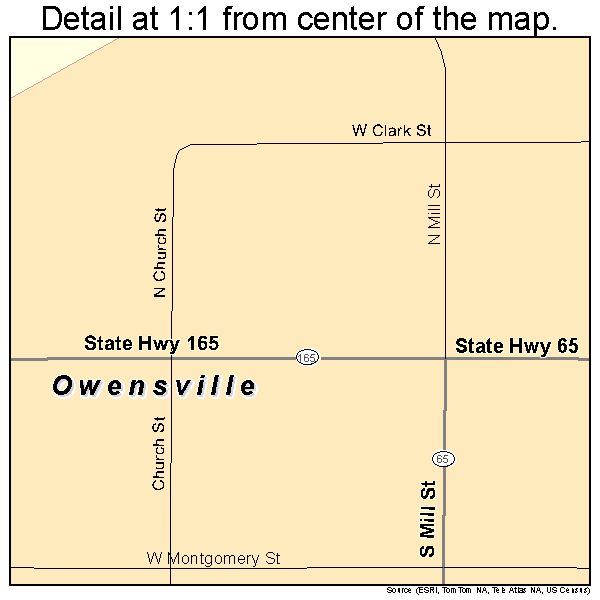 Owensville, Indiana road map detail