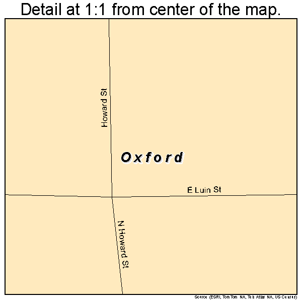 Oxford, Indiana road map detail