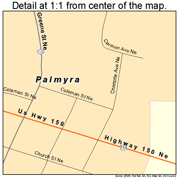 Palmyra, Indiana road map detail