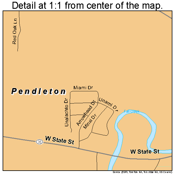 Pendleton, Indiana road map detail