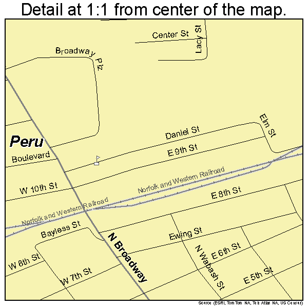 Peru, Indiana road map detail