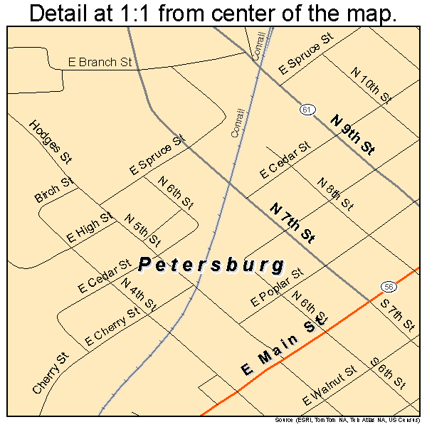 Petersburg, Indiana road map detail