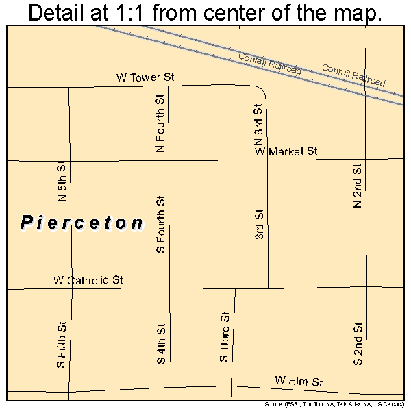 Pierceton, Indiana road map detail