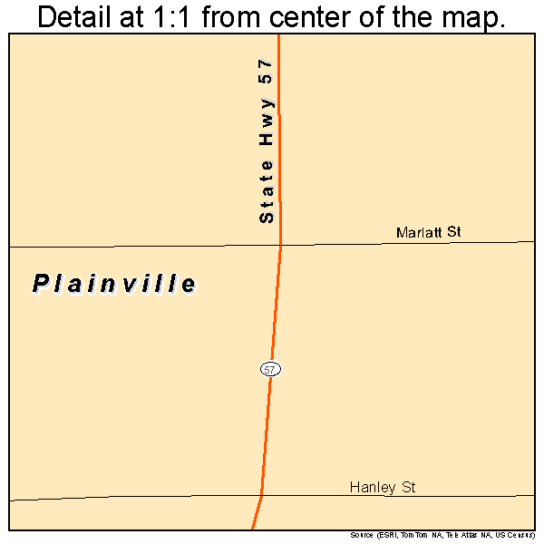 Plainville, Indiana road map detail