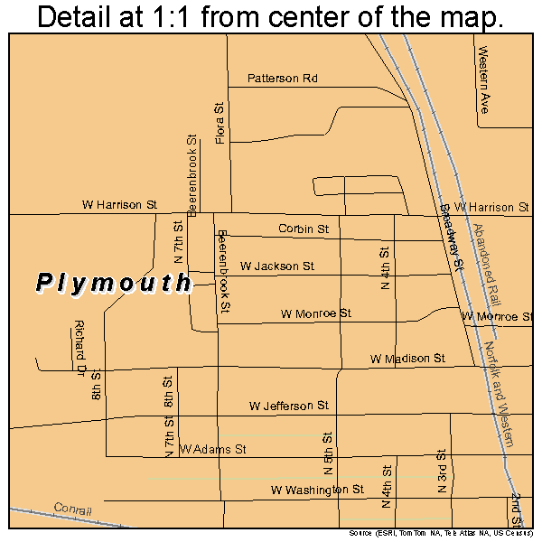 Plymouth, Indiana road map detail