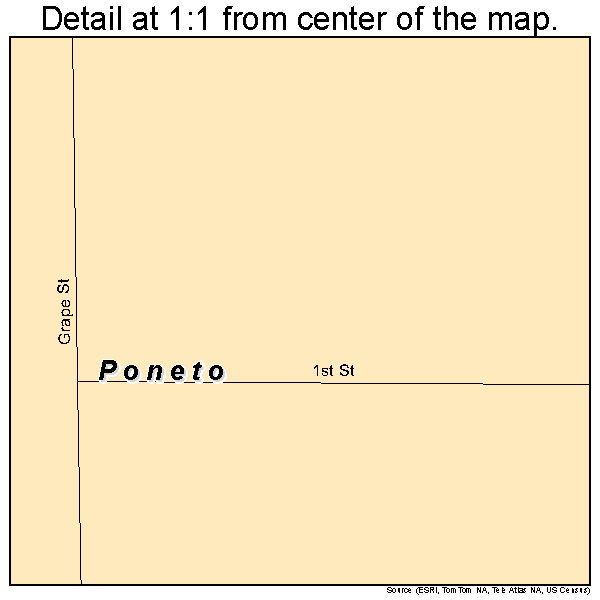 Poneto, Indiana road map detail