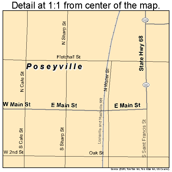 Poseyville, Indiana road map detail