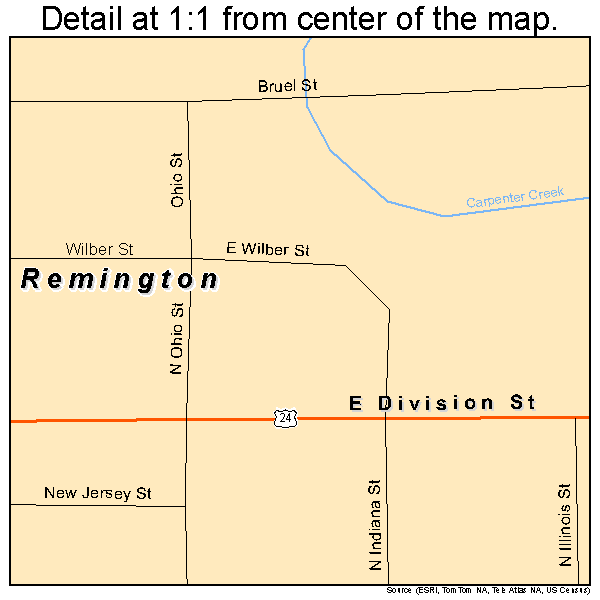 Remington, Indiana road map detail