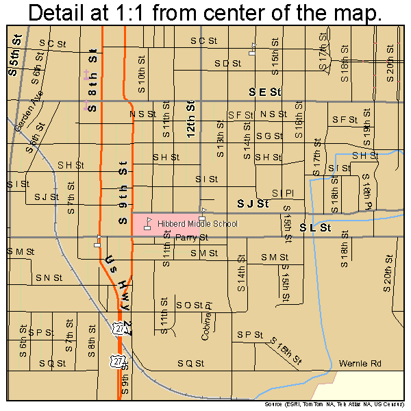 Richmond, Indiana road map detail