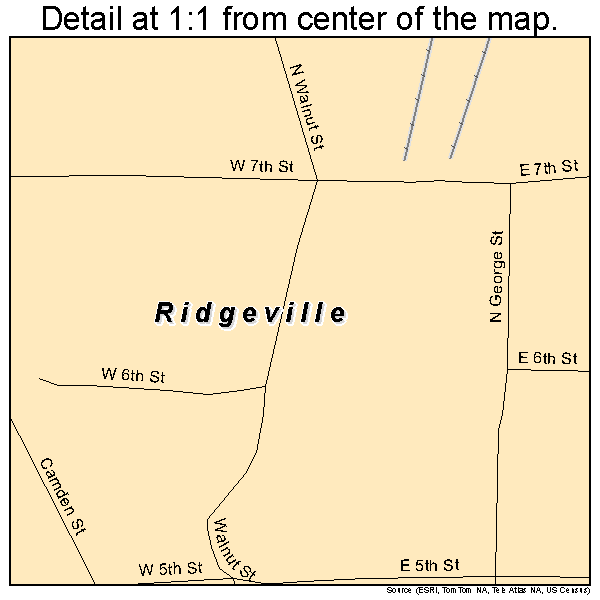 Ridgeville, Indiana road map detail