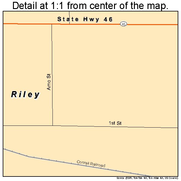 Riley, Indiana road map detail