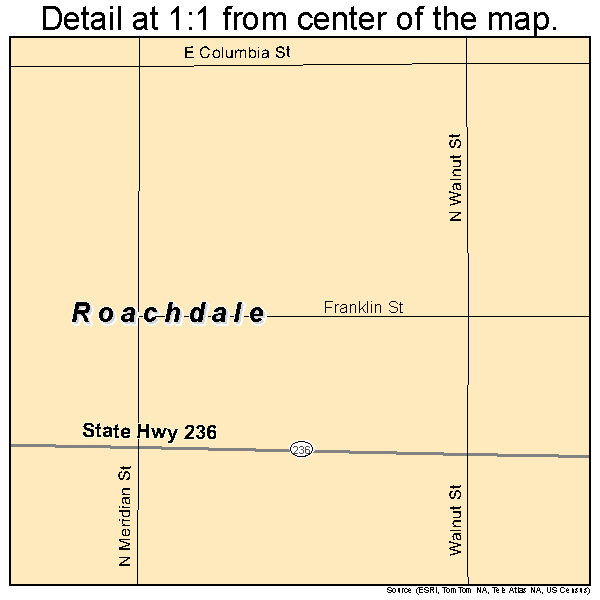 Roachdale, Indiana road map detail