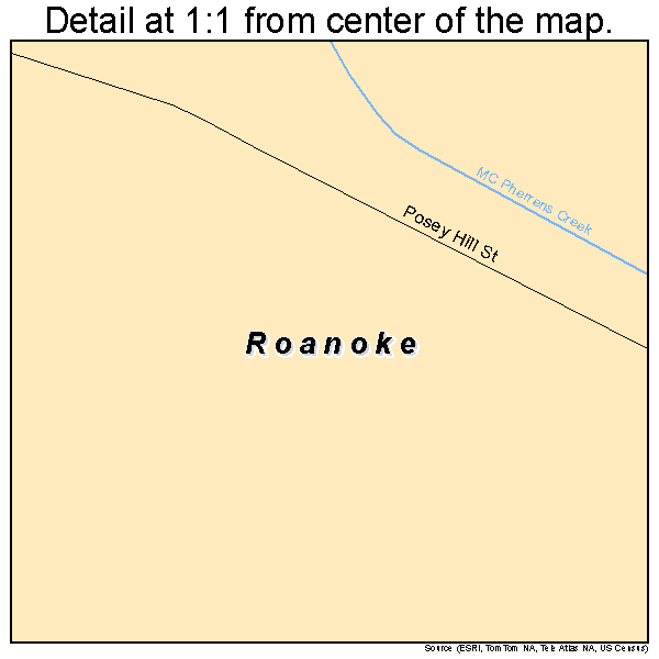 Roanoke, Indiana road map detail