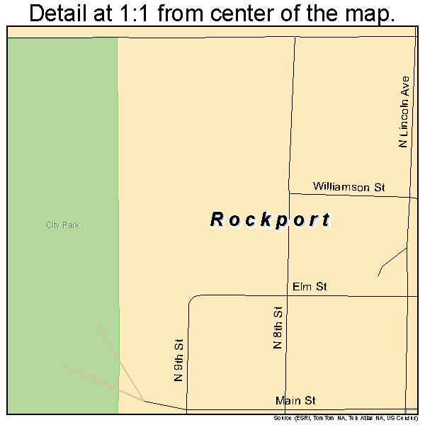 Rockport, Indiana road map detail